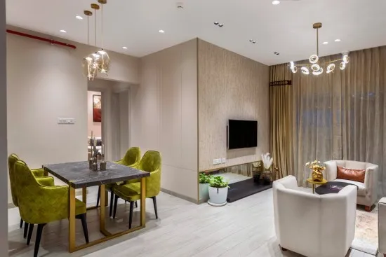 dining area with living room