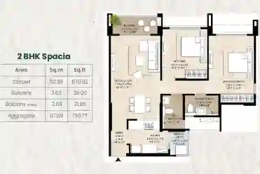 2 BHK floor plan